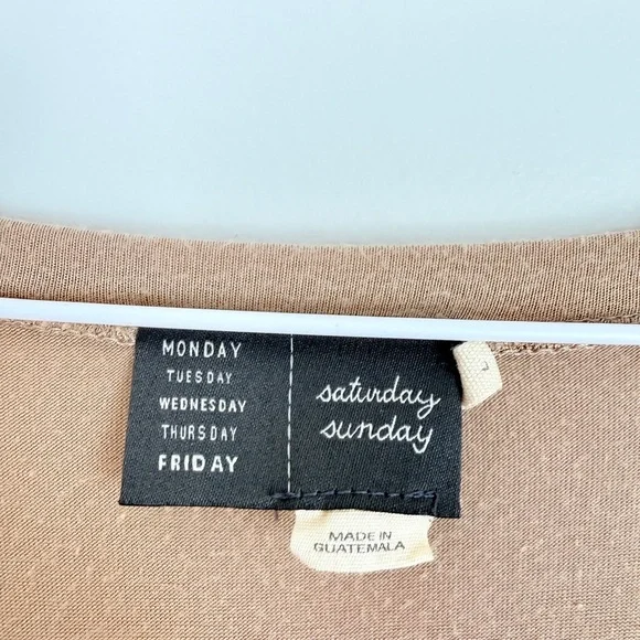 Anthropologie Saturday Sunday Tiered Neutral Colorblock Relaxed Knit Boho Dress - Picture 6 of 7